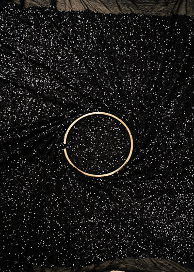 Black Imported Net Fabric With All Over Sequins Work 24174