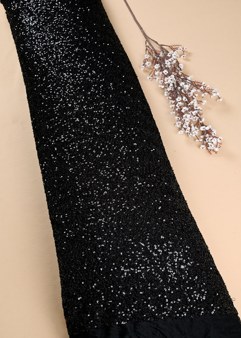 Black Imported Net Fabric With All Over Sequins Work 24174