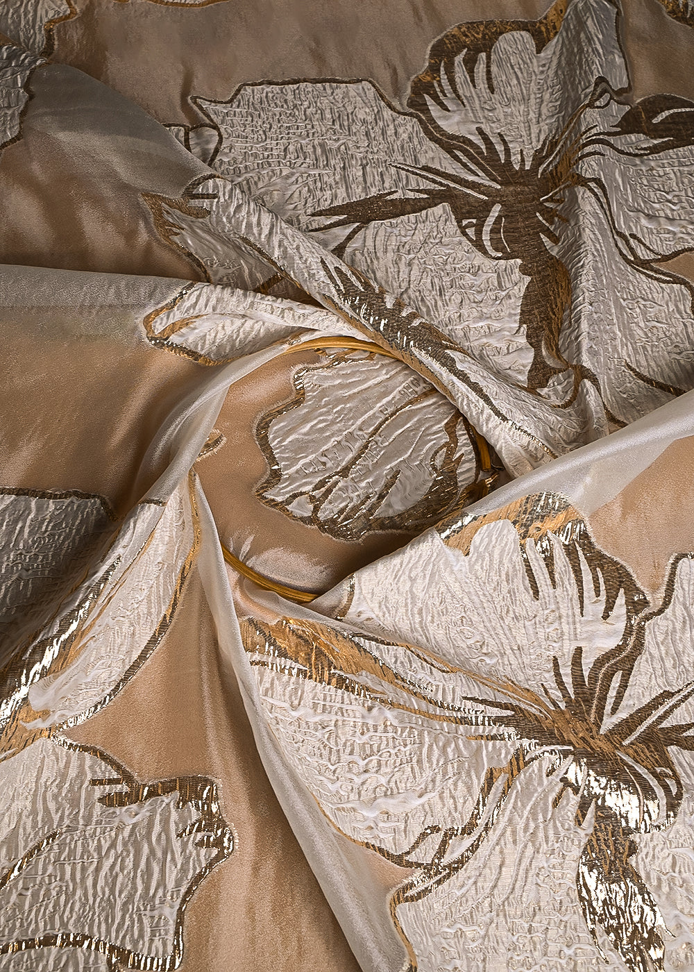 Beige Imported Fabric With All Over Foil Work 24176