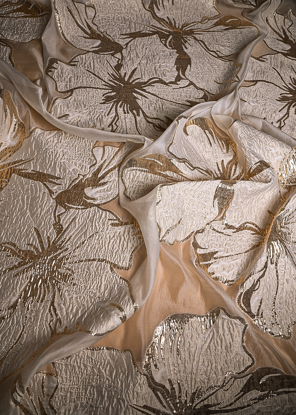 Beige Imported Fabric With All Over Foil Work 24176