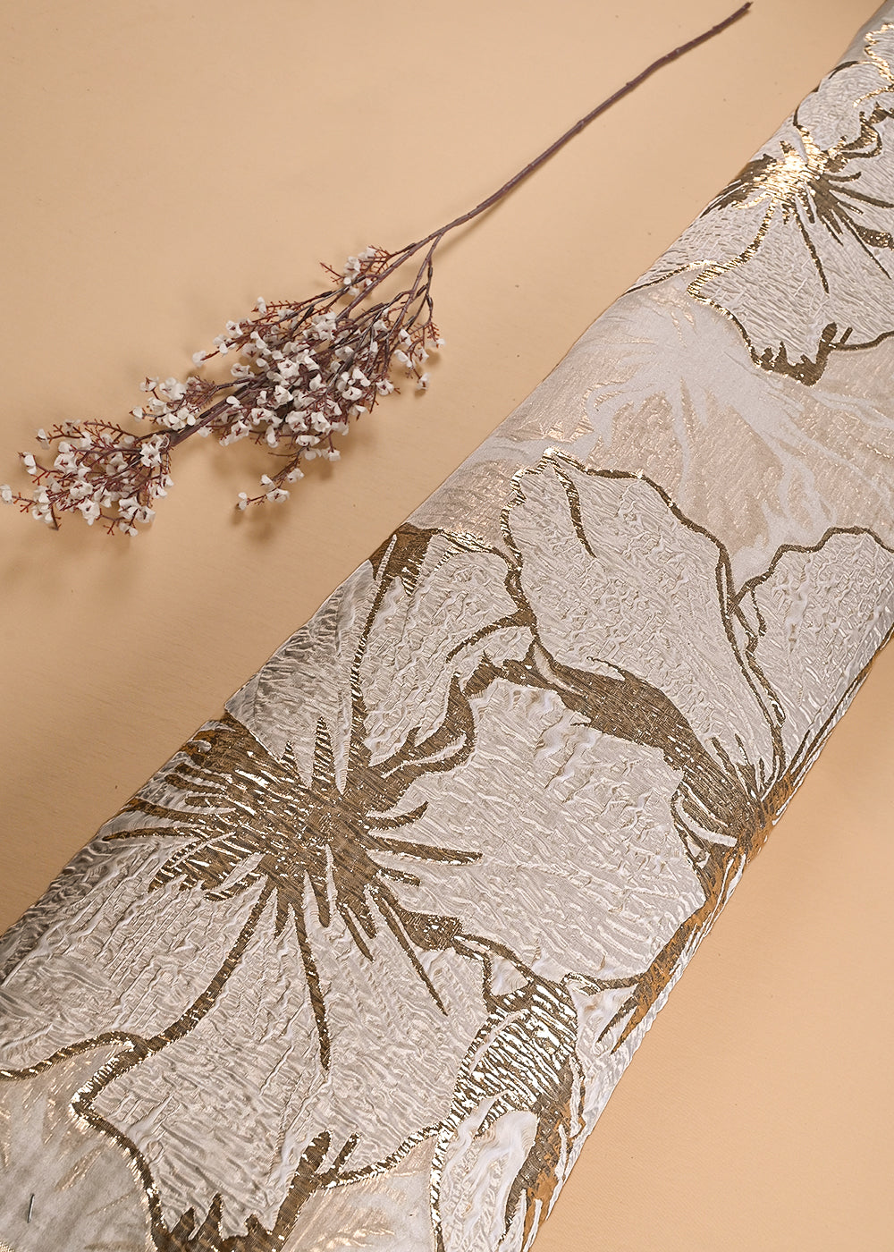 Beige Imported Fabric With All Over Foil Work 24176