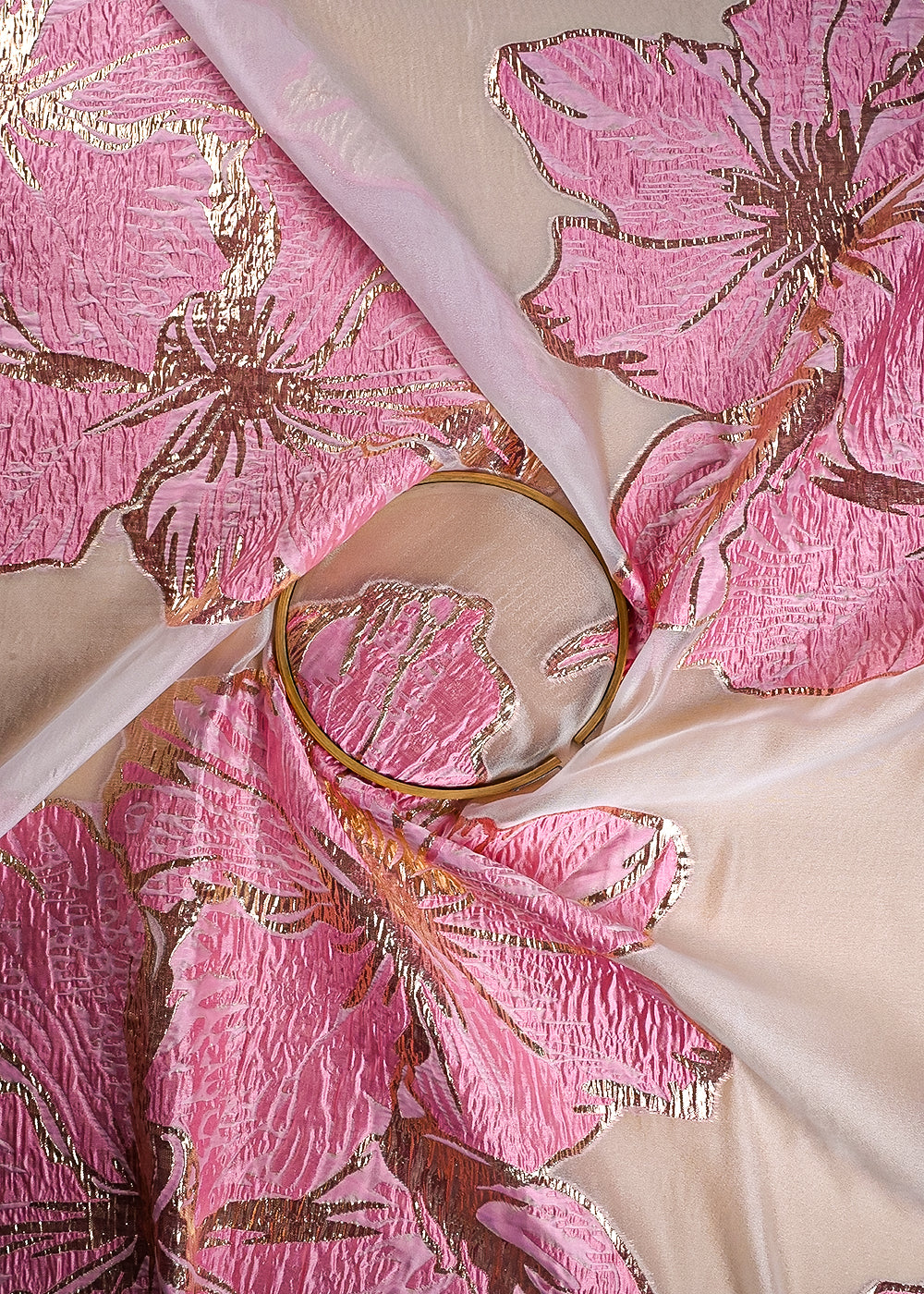 Light Pink Imported Jacquard Fabric With All Over Foil Work 24177