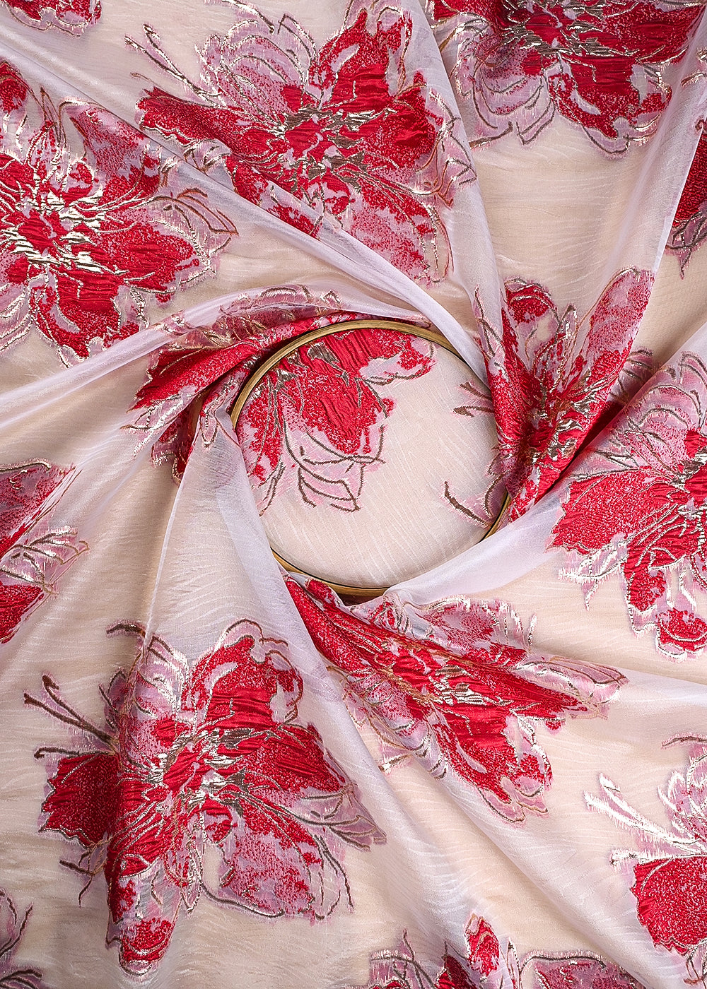 Mehroon Imported Jacquard Fabric With All Over Foil Work 24181
