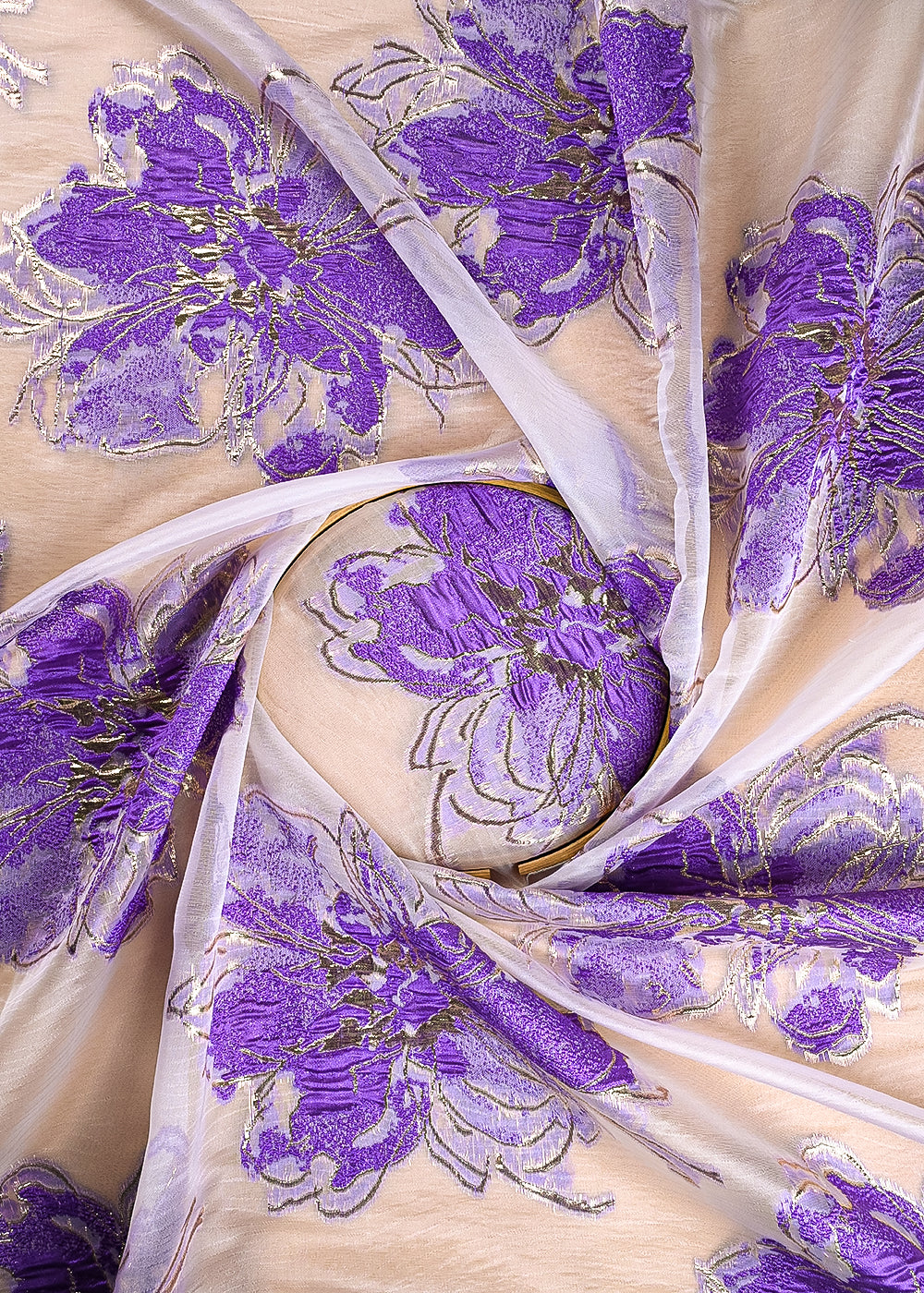 Purple Imported Jacquard Fabric With All Over Foil Work 24182