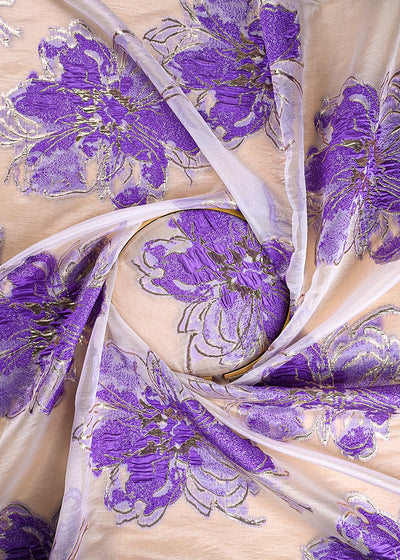 Purple Imported Jacquard Fabric With All Over Foil Work 24182