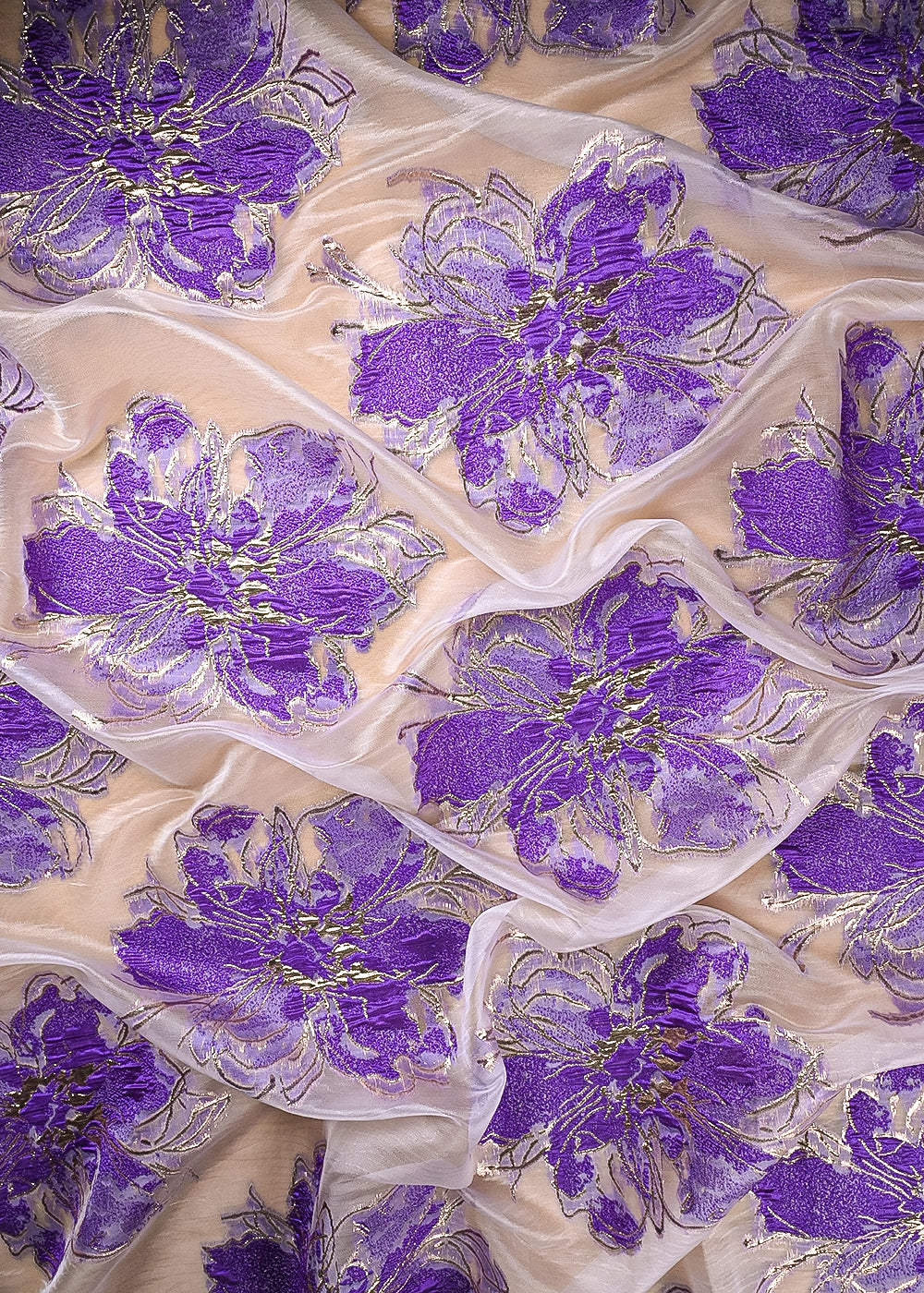 Purple Imported Jacquard Fabric With All Over Foil Work 24182