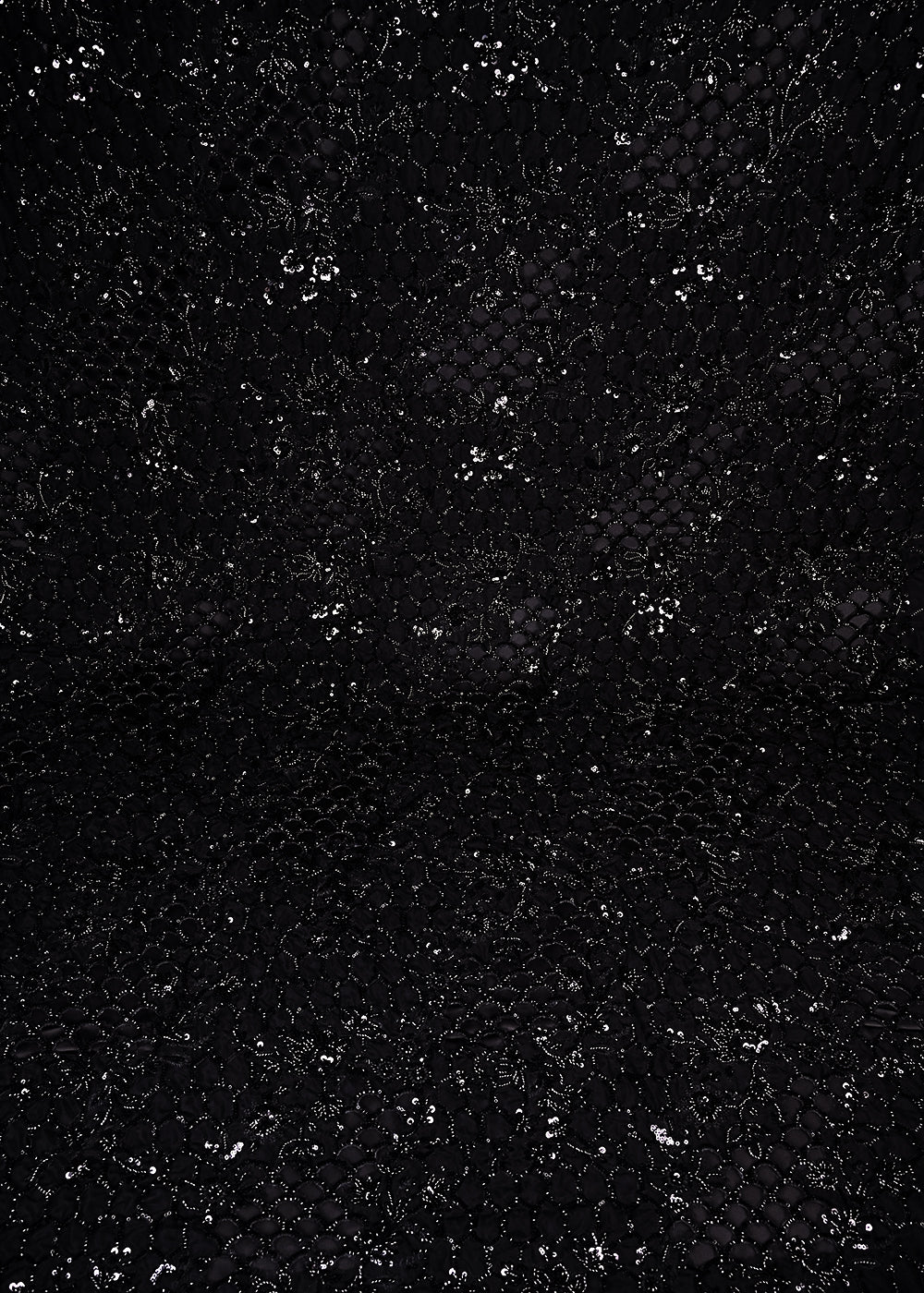 Black Net Fabric With All Over Katdana, Sequins And Laser Cutwork 24220