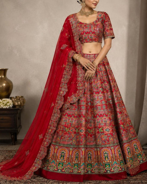 Orange Crepe Fabric With All Over Zari And Sequins Work With Border 24224