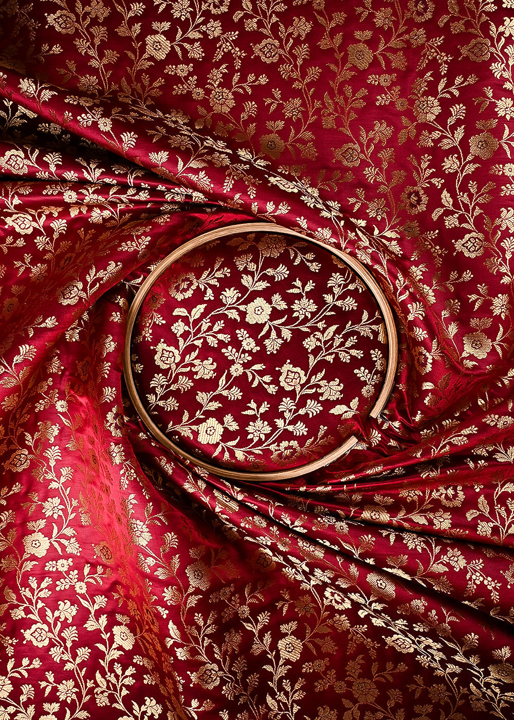 Maroon Banarasi Brocade Fabric With All Over Thread And Zari Handloom 24264