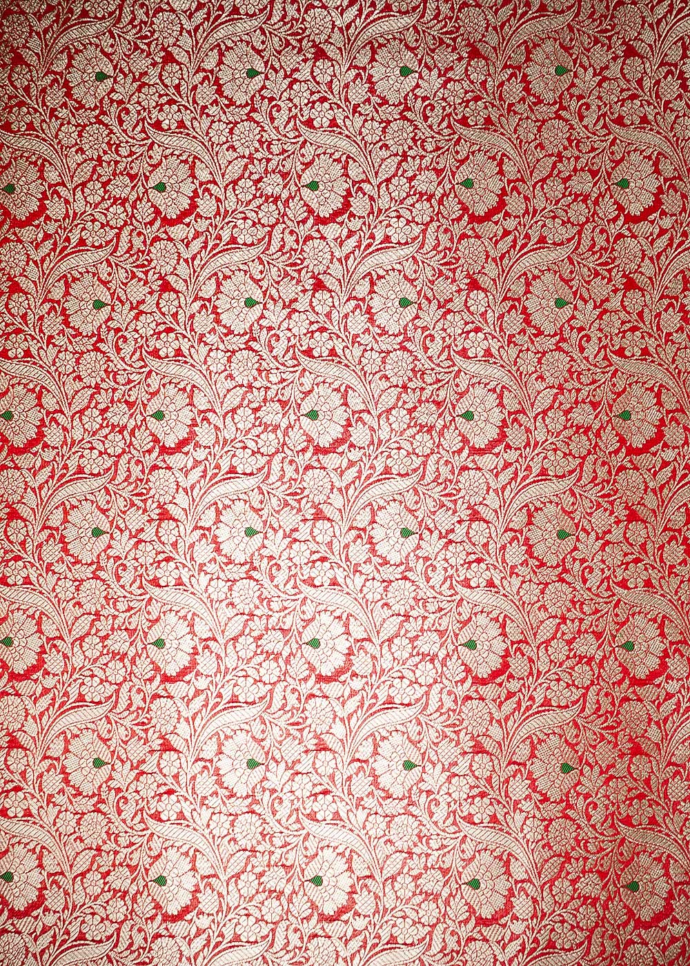 Red Banarasi Brocade Fabric With All Over Thread And Zari Handloom 24272