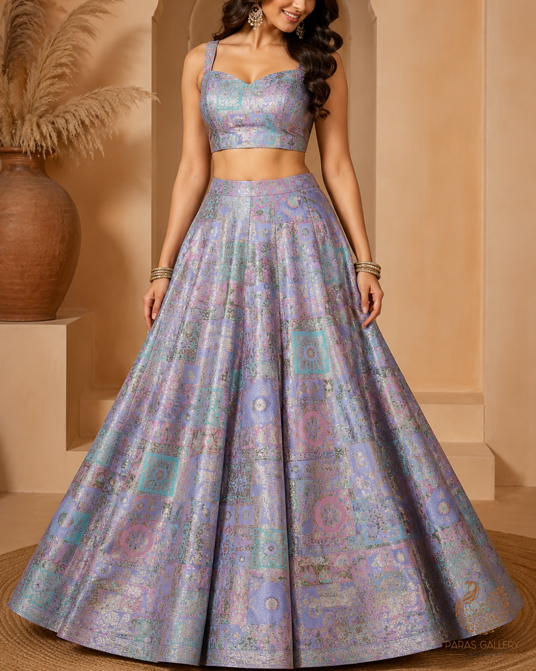 Mauve Banarasi Brocade Fabric With All Over Thread And Golden Zari Handloom 24284