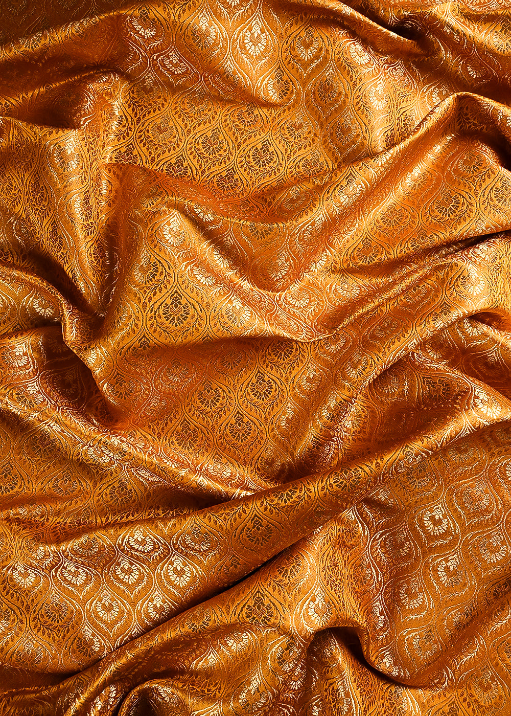 Mustard Banarasi Brocade Fabric With All Over Thread And Zari Handloom 24292