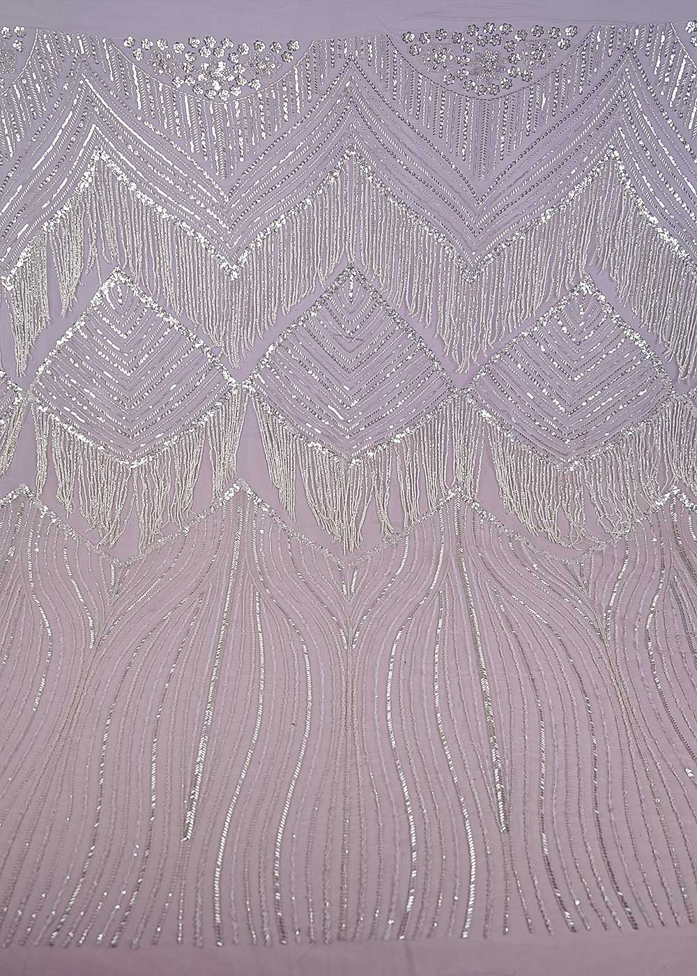 Lavender Imported Net Fabric With All Over Sequins And Katdana Work With One Side Heavy Border 24314