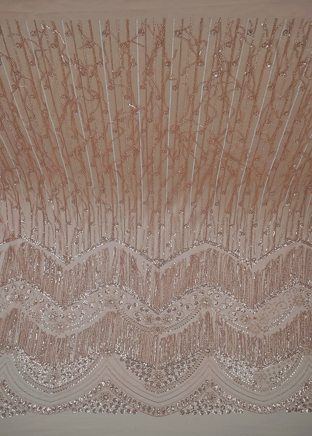 Chiku Imported Net Fabric With All Over Sequins And Katdana Work With One Side Border 24318