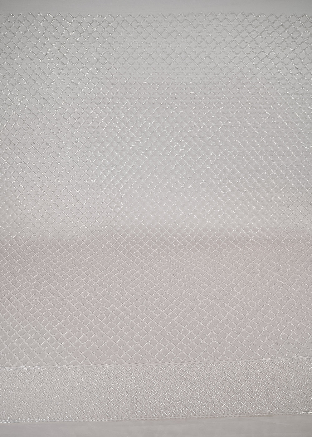 White Imported Net Fabric With All Over Sequins And Katdana Work With One Side Border 24322
