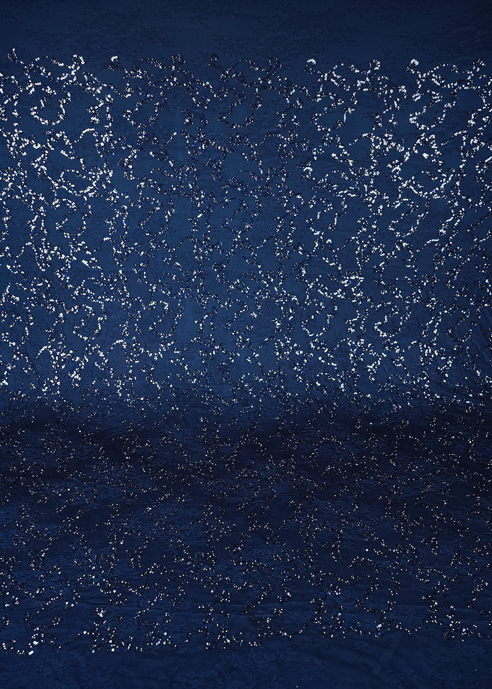 Navy Blue Sandlin Lace Fabric With All Over Sequins And Katdana Work 24323