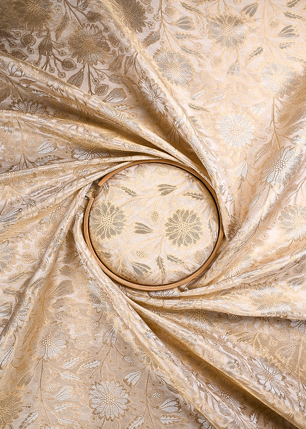 Golden Dyeable Tissue Fabric With All Over Zari Handloom 24417