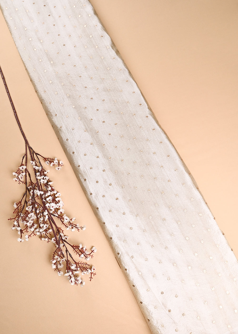 Golden Dyeable Tissue Fabric With All Over Zari Handloom 24418