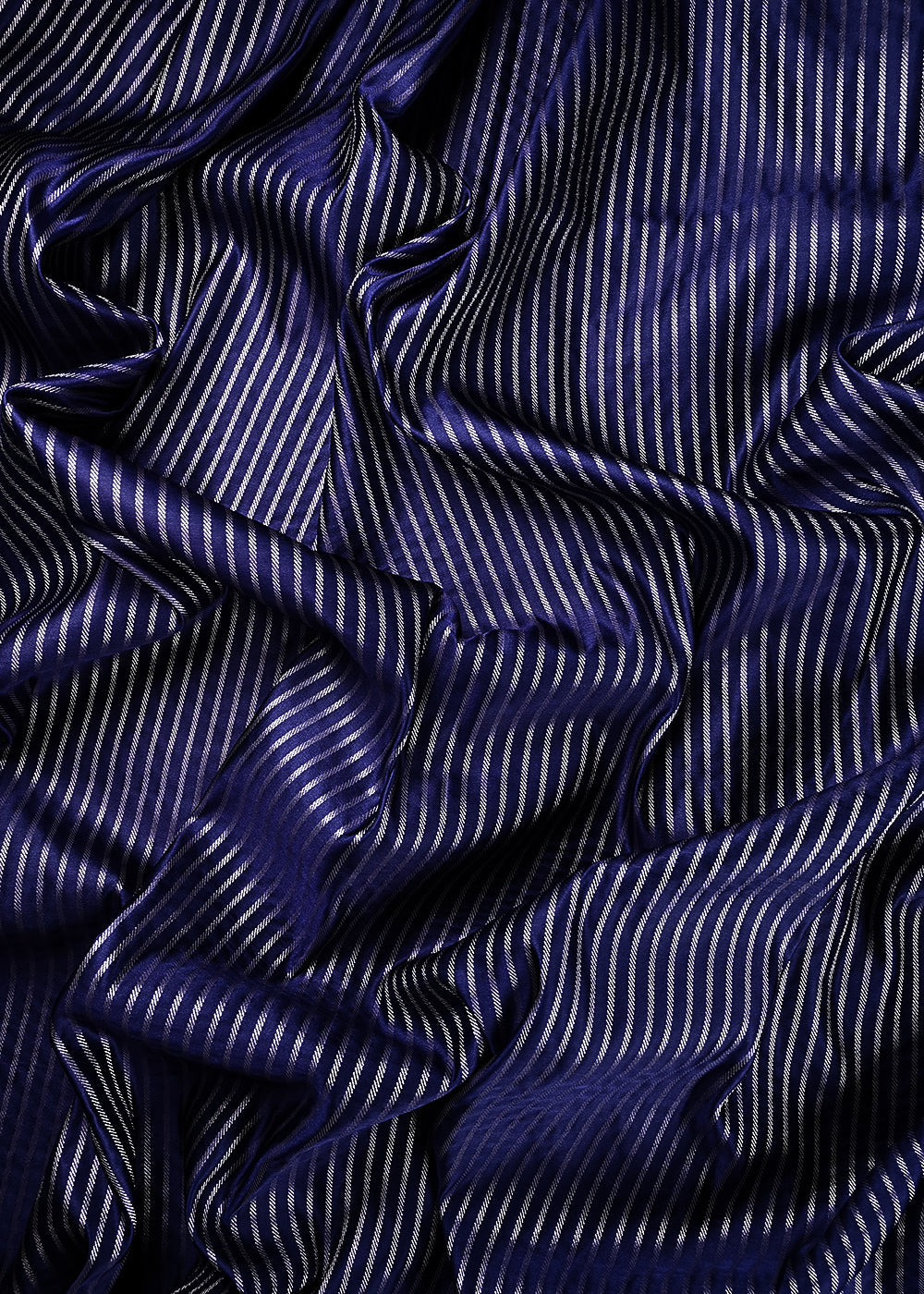 Navy Blue Banarasi Brocade Fabric With All Over Thread And Zari Handloom 24429