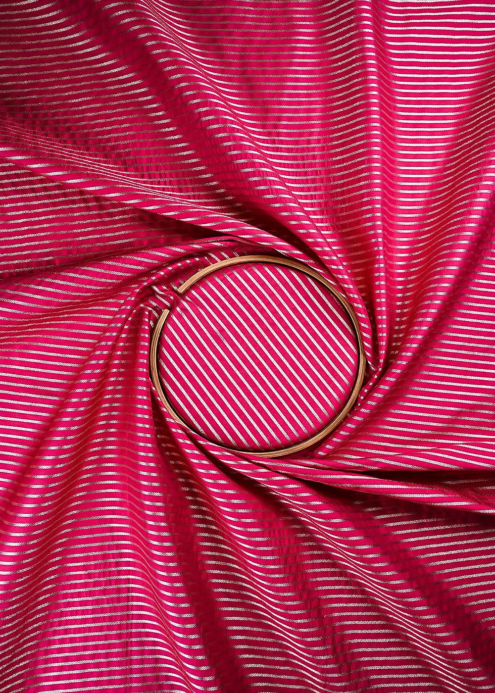 Pink Banarasi Brocade Fabric With All Over Thread And Zari Handloom 24434