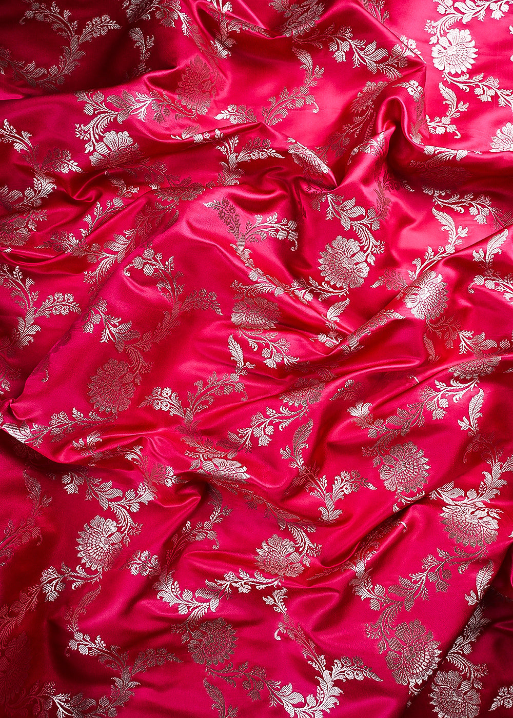 Pink Banarasi Brocade Fabric With All Over Thread And Zari Handloom 24435