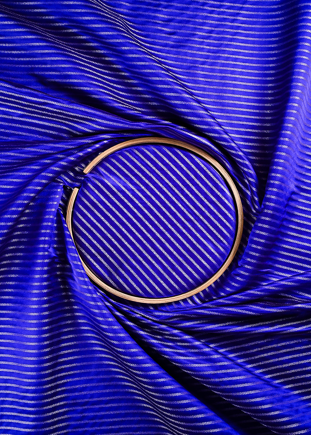 Royal Blue Banarasi Brocade Fabric With All Over Thread And Zari Handloom 24444