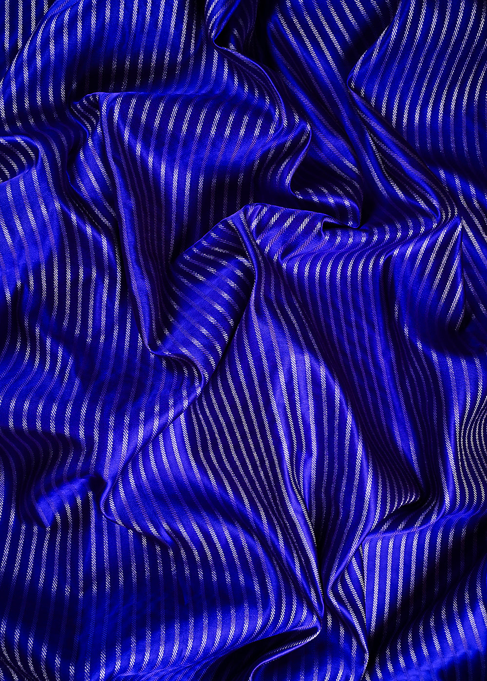 Royal Blue Banarasi Brocade Fabric With All Over Thread And Zari Handloom 24444
