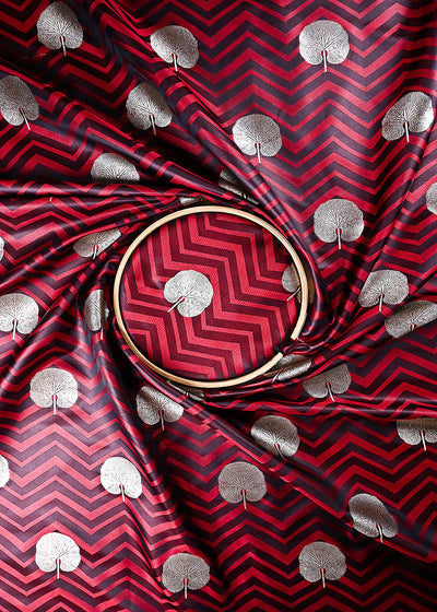 Maroon Banarasi Brocade Fabric With All Over Zari Handloom 24446