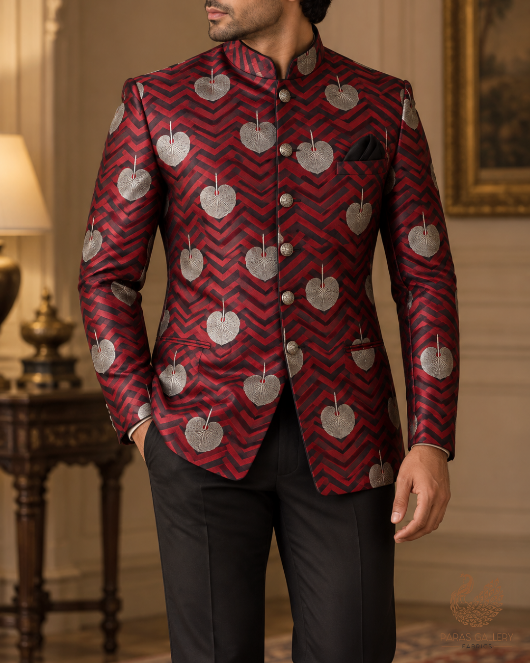 Maroon Banarasi Brocade Fabric With All Over Zari Handloom 24446