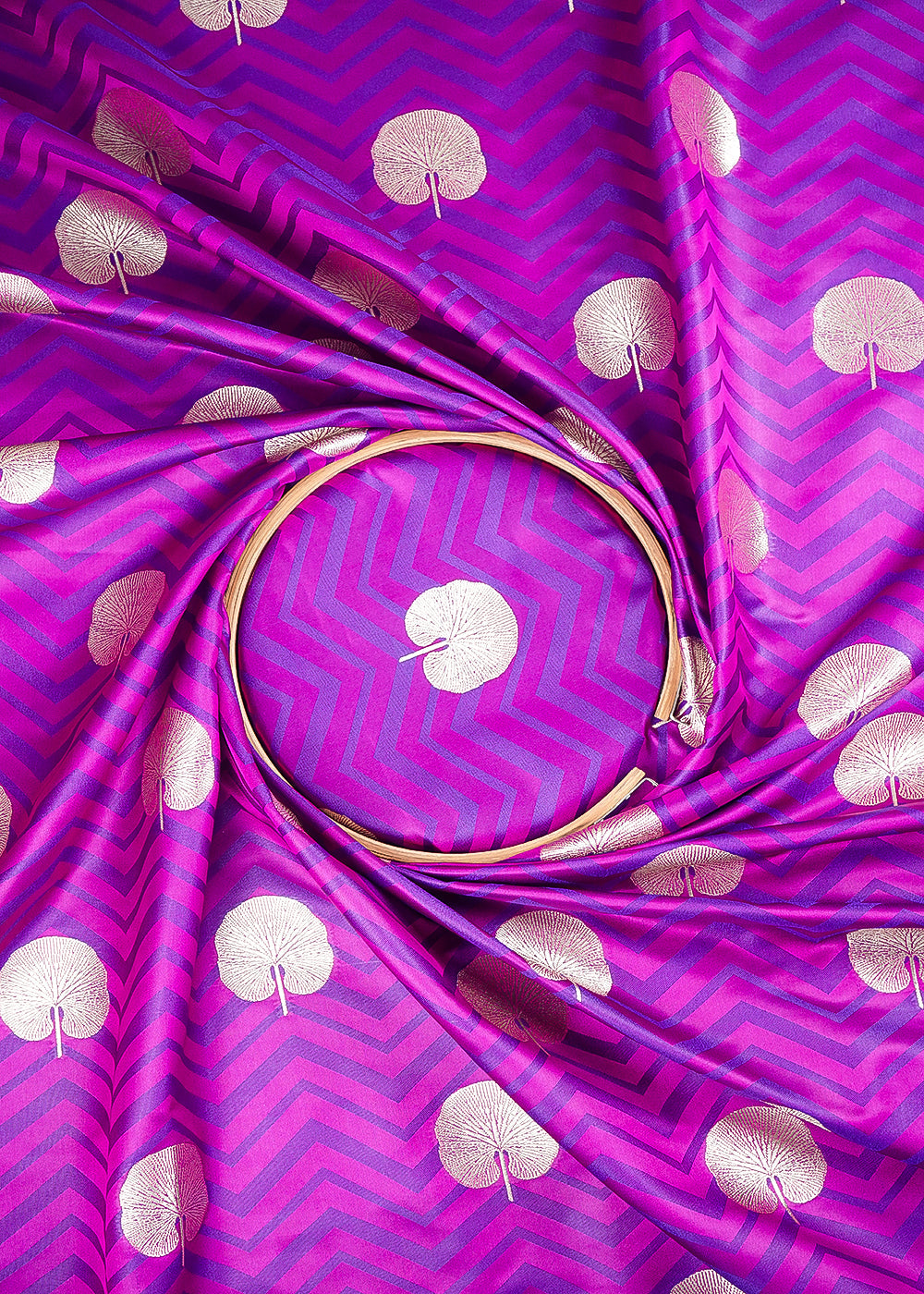 Wine Banarasi Brocade Fabric With All Over Zari Handloom 24451