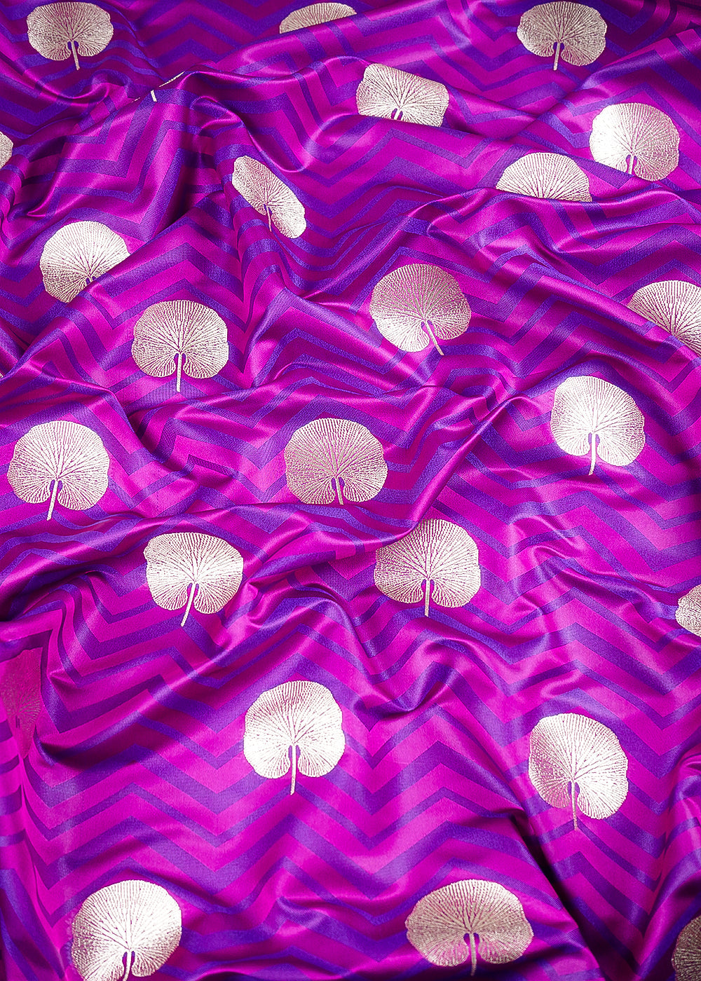Wine Banarasi Brocade Fabric With All Over Zari Handloom 24451