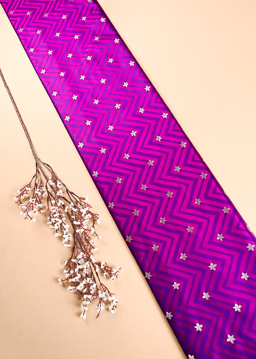 Wine Banarasi Brocade Fabric With All Over Zari Handloom 24452