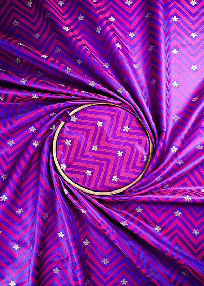Violet  Banarasi Brocade Fabric With All Over Zari Handloom 24455