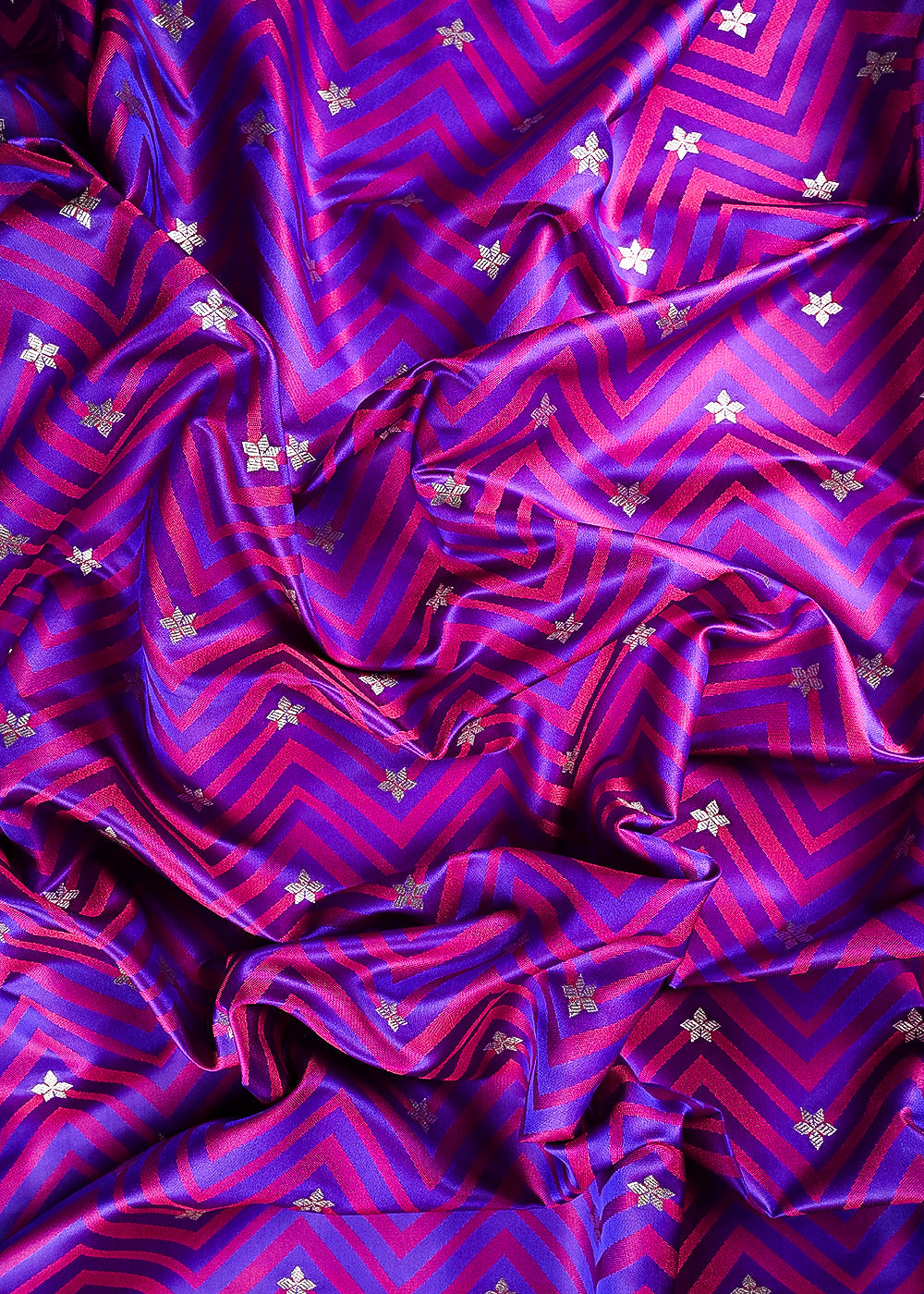 Violet  Banarasi Brocade Fabric With All Over Zari Handloom 24455