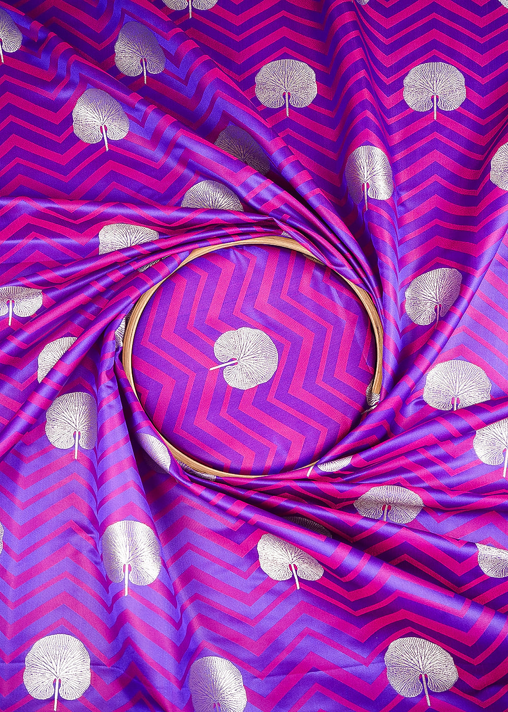 Violet  Banarasi Brocade Fabric With All Over Zari Handloom 24456