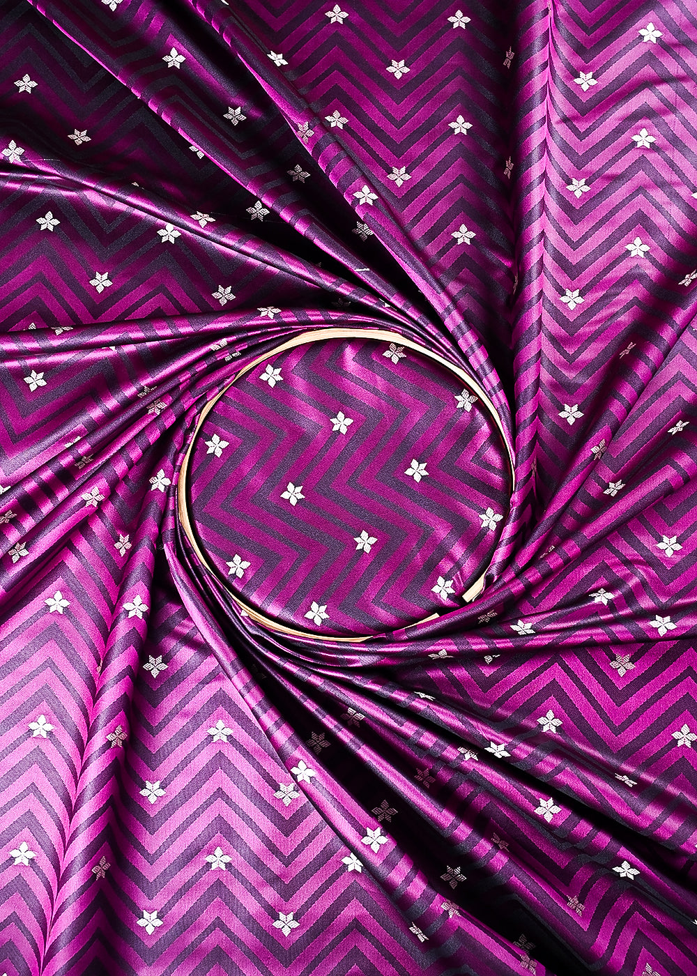 Purple Banarasi Brocade Fabric With All Over Zari Handloom 24461