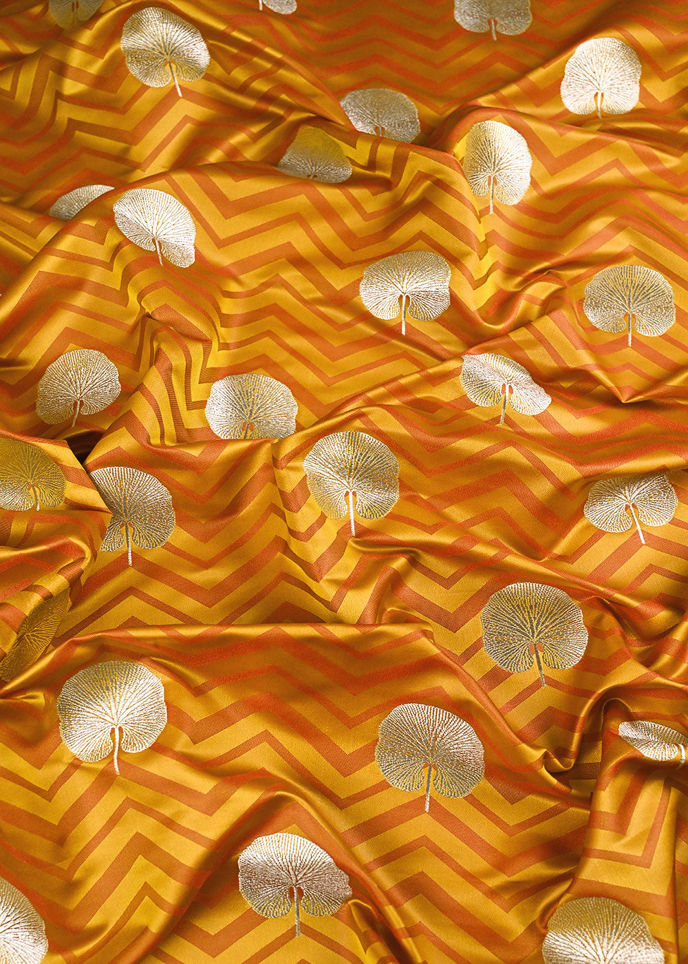Mustard Banarasi Brocade Fabric With All Over Zari Handloom 24463