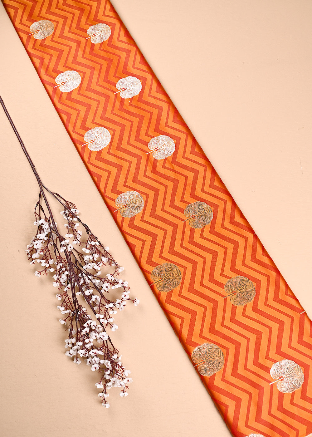 Mustard Banarasi Brocade Fabric With All Over Zari Handloom 24463