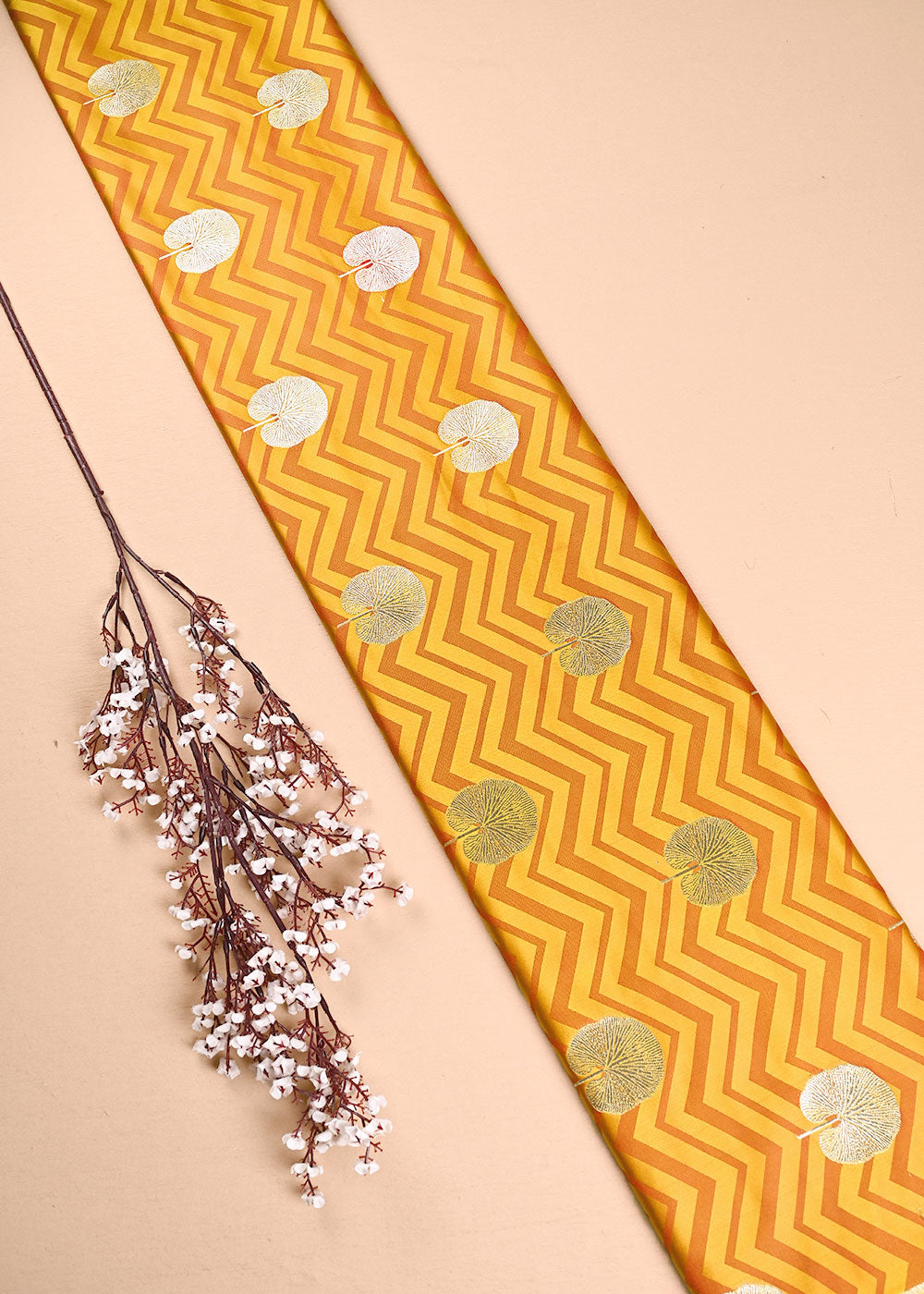 Mustard-Banarasi-Brocade-Fabric-With-All-Over-Zari-Handloom-24463-rolled-view
