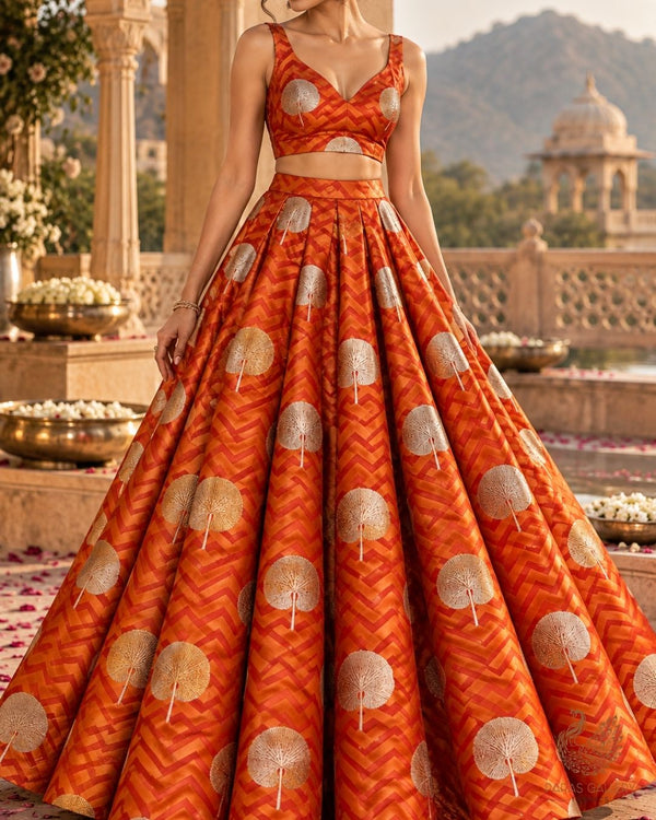 Mustard Banarasi Brocade Fabric With All Over Zari Handloom 24463