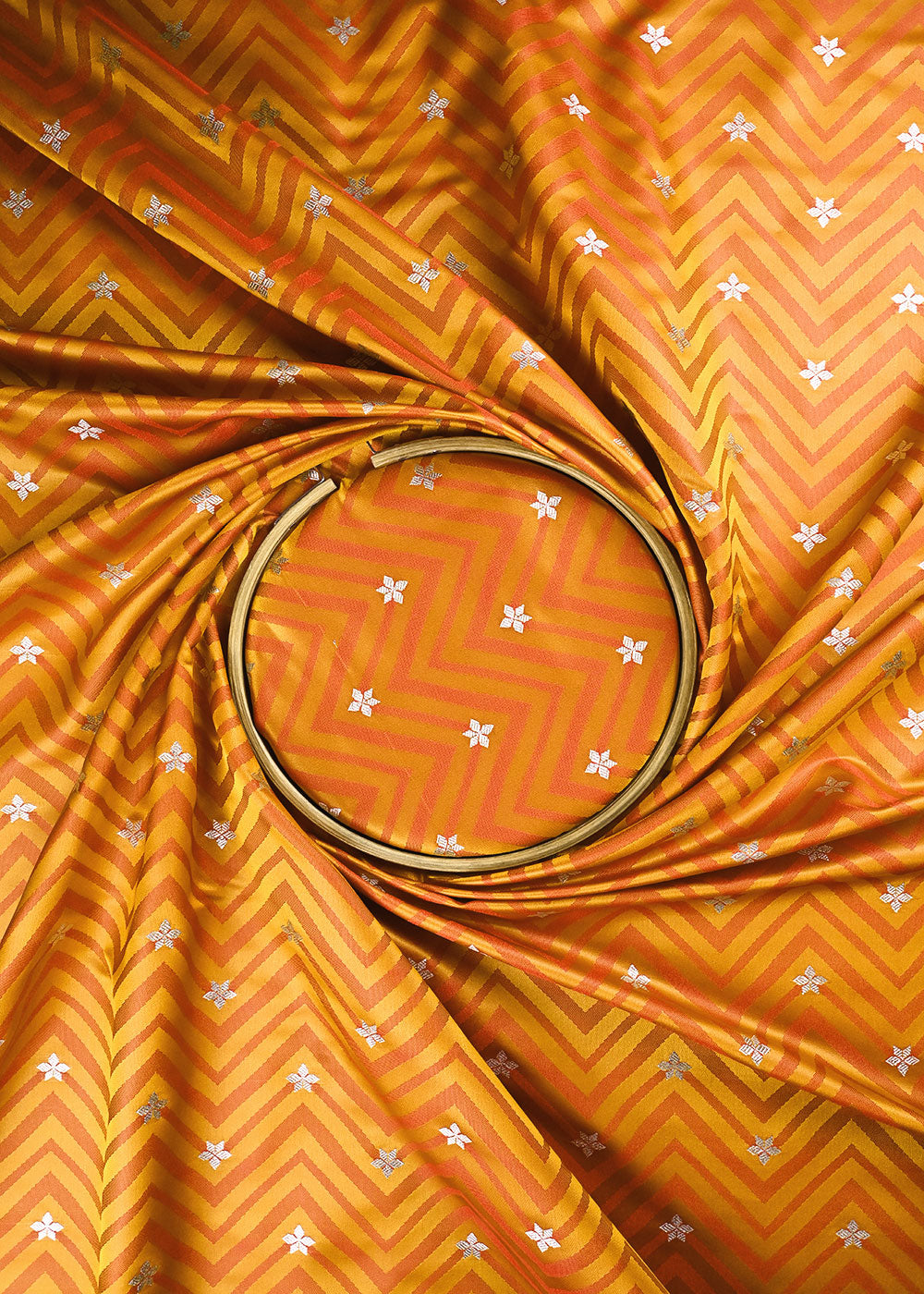 Mustard Banarasi Brocade Fabric With All Over Zari Handloom 24464