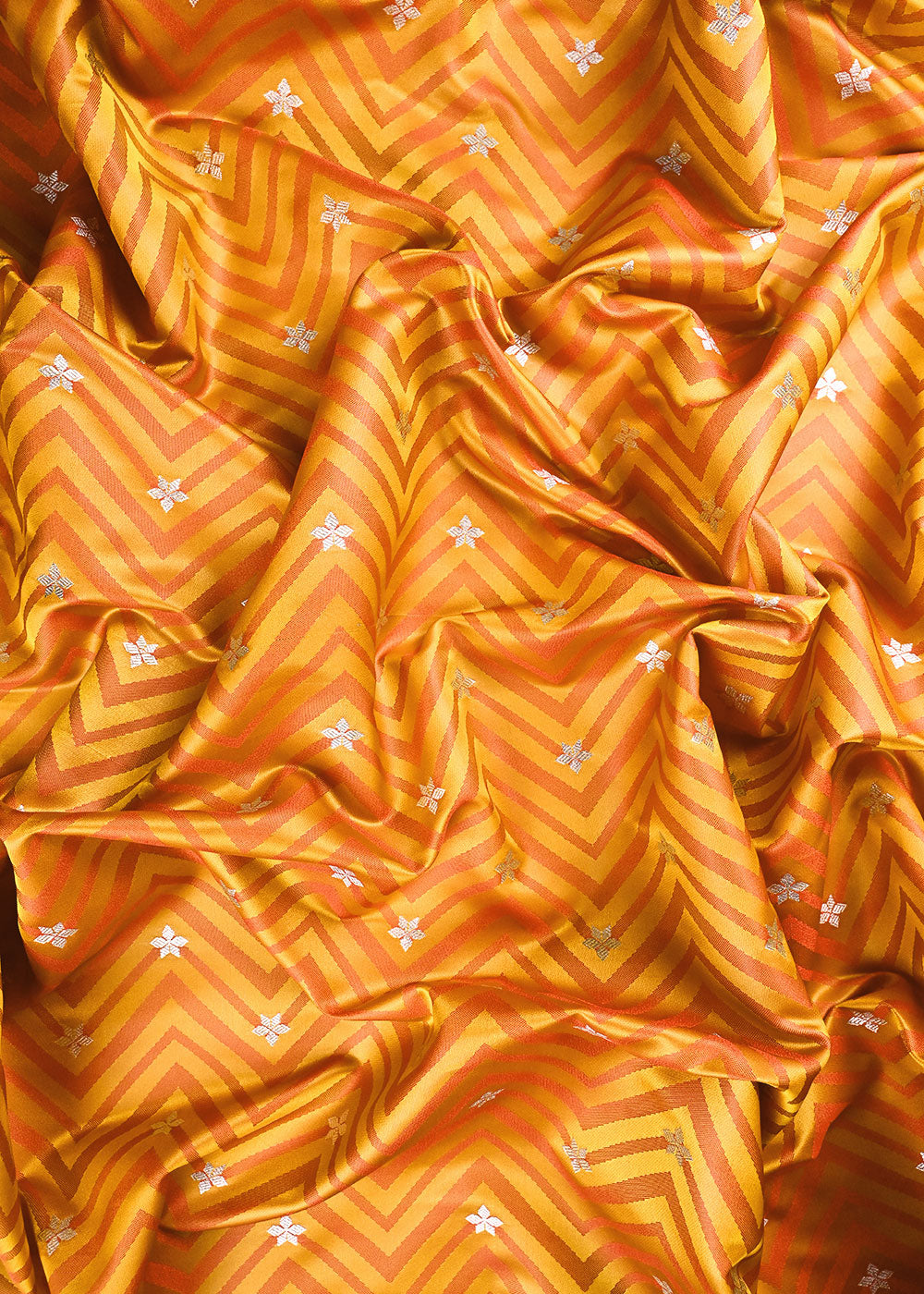 Mustard Banarasi Brocade Fabric With All Over Zari Handloom 24464