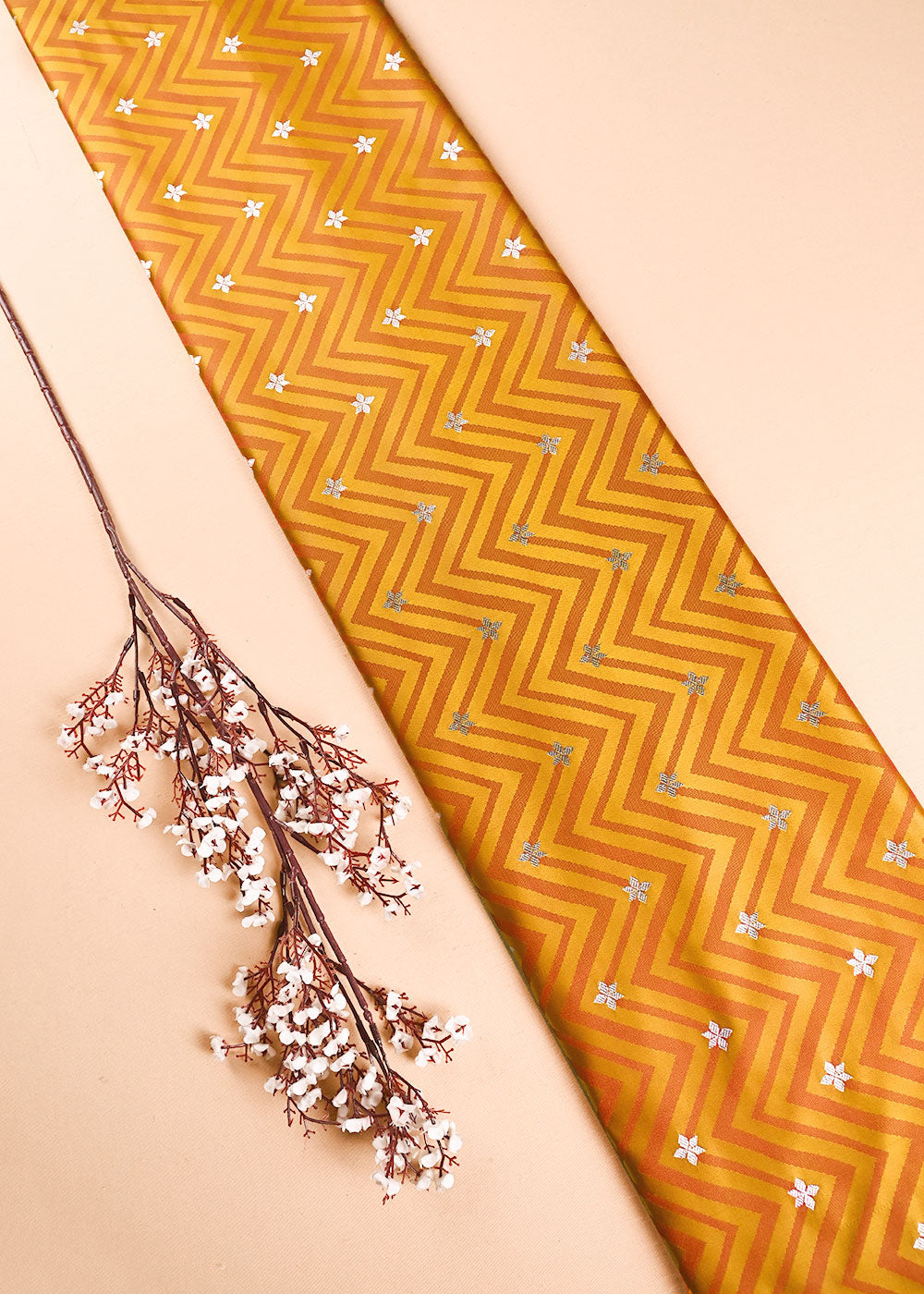 Mustard-Banarasi-Brocade-Fabric-With-All-Over-Zari-Handloom-24464-rolled-view
