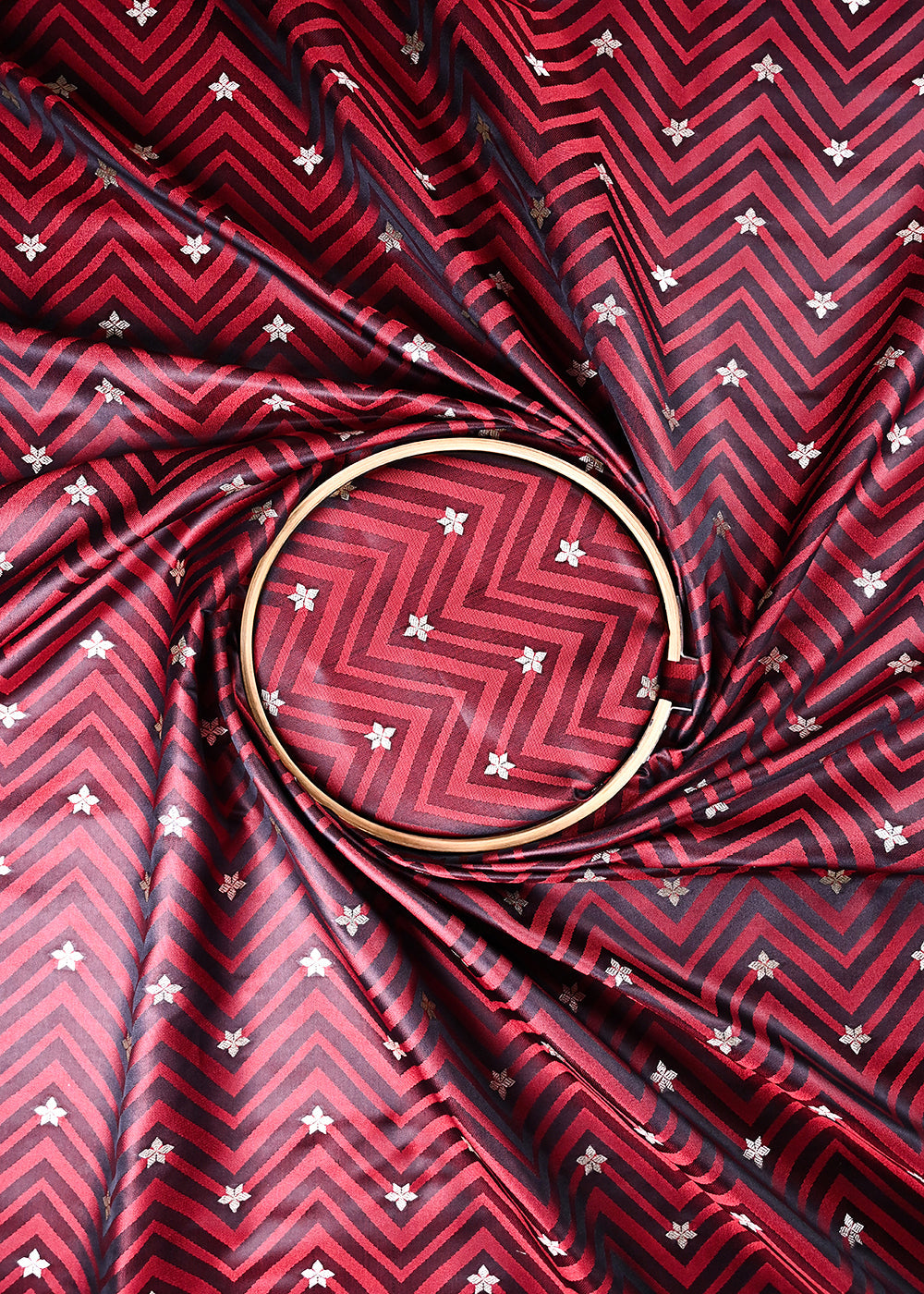 Maroon Banarasi Brocade Fabric With All Over Zari Handloom 24465