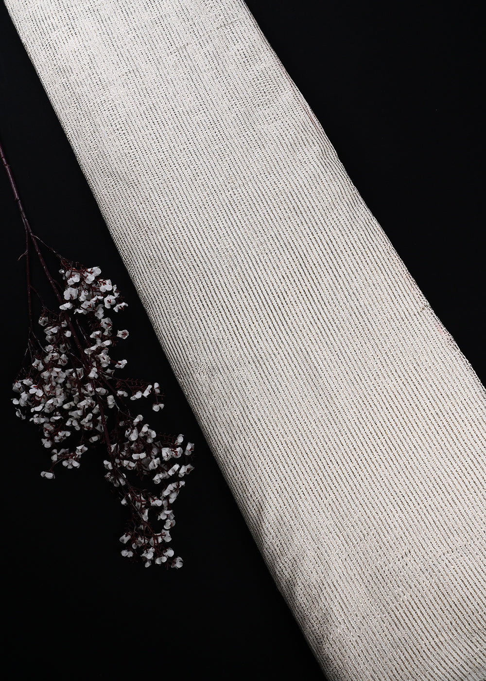 White Dyeable Chanderi Fabric With All Over Zari Handloom 24467