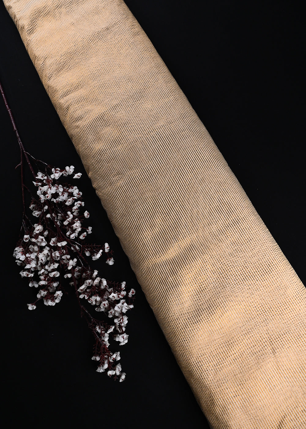 White Dyeable Chanderi Fabric With All Over Zari Handloom 24469