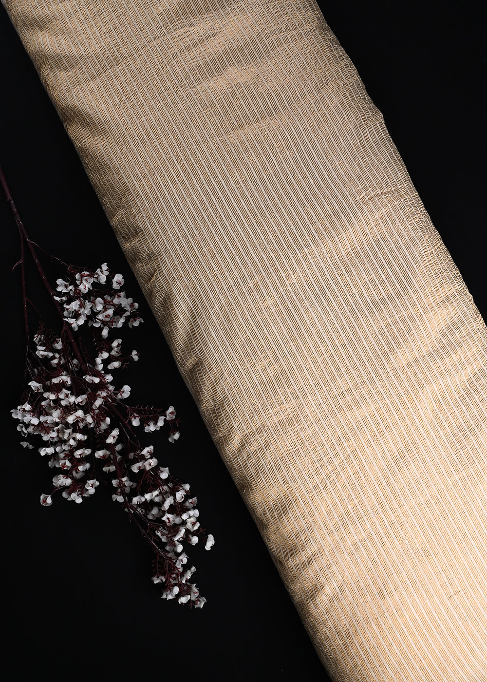 White Dyeable Chanderi Fabric With All Over Zari Handloom 24470