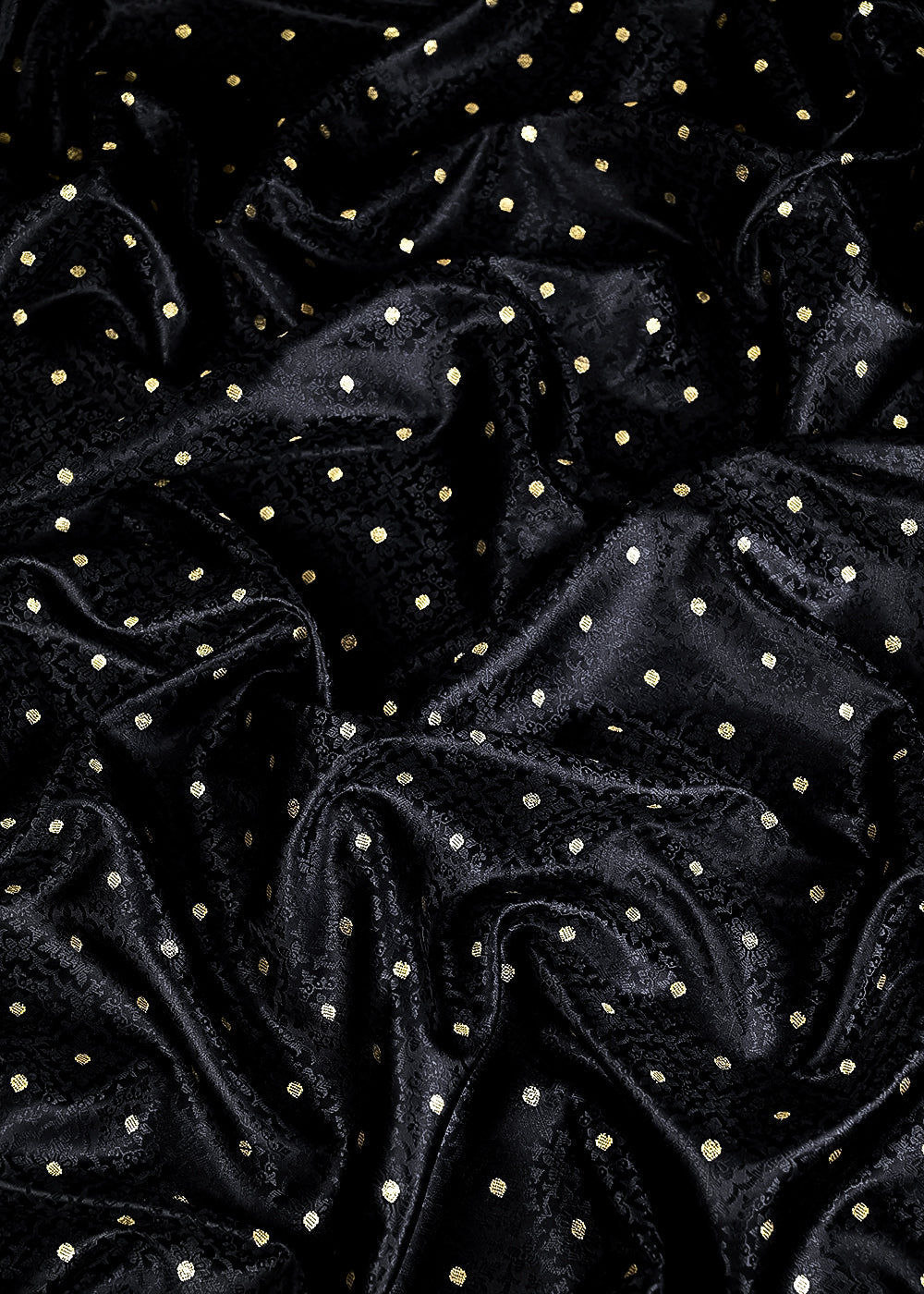 Black Banarasi Brocade Fabric With All Over Zari Handloom 24475