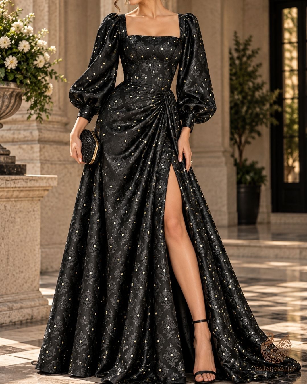 Black Banarasi Brocade Fabric With All Over Zari Handloom 24478