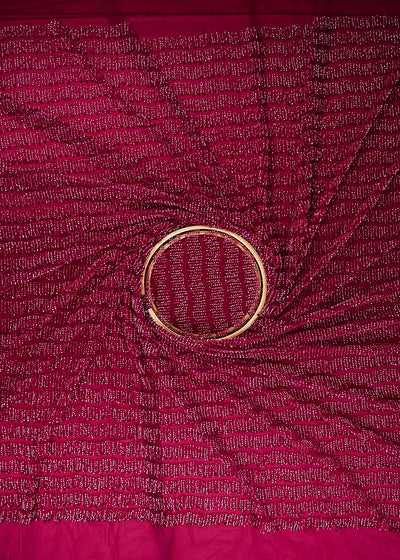 Maroon Imported Net Fabric With All Over Katdana And Pearl Work 24491